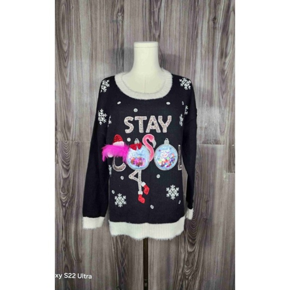 United‎ States Sweaters Pink Graphic Print Ugly Christmas Sweater Large